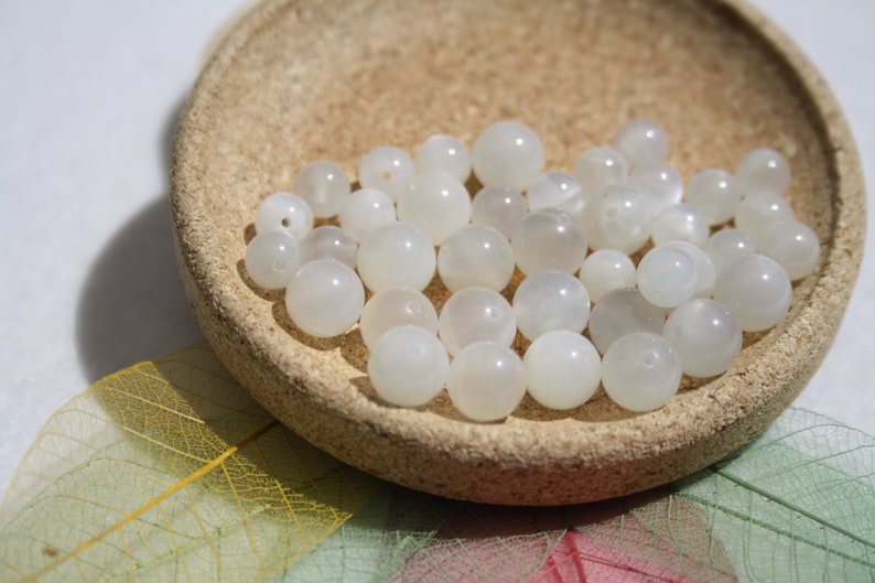 Perles PIERRE de LUNE, 8 mm naturelles non teintées Loisirs créatifs, pierres semi-précieuses image 1