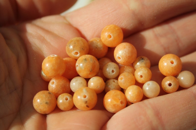 Perles en CALCITE ORANGE naturelle, 6 mm et 8 mm naturelles non teintées Loisirs créatifs, pierres semi-précieuses image 4