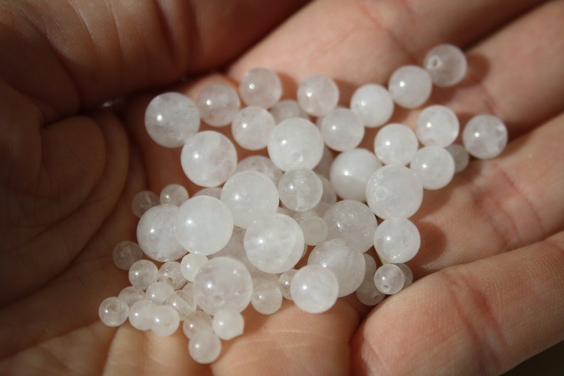 Perles en JADE BLANC naturel, diamètres 4 mm 6 mm et 8 mm, loisirs créatifs & bijouterie, DIY, pierres semi-précieuses image 2