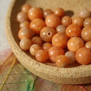 Perles en CALCITE ORANGE naturelle, 6 mm et 8 mm naturelles non teintées Loisirs créatifs, pierres semi-précieuses image 1