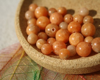 Perles en CALCITE ORANGE naturelle, 6 mm et 8 mm; naturelles non teintées; Loisirs créatifs, pierres semi-précieuses