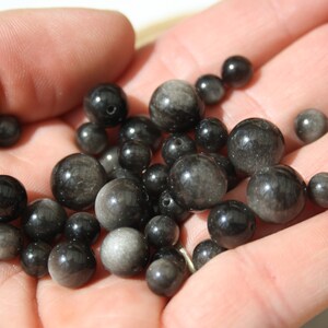 Perles en OBSIDIENNE ARGENTÉE naturelle, diamètres 6 mm 8 mm et 10 mm, loisirs créatifs & bijouterie, DIY, pierres semi-précieuses image 4