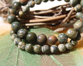 Bracelet in natural OCEAN JASPER, 6 mm and 8 mm, semi-precious stone