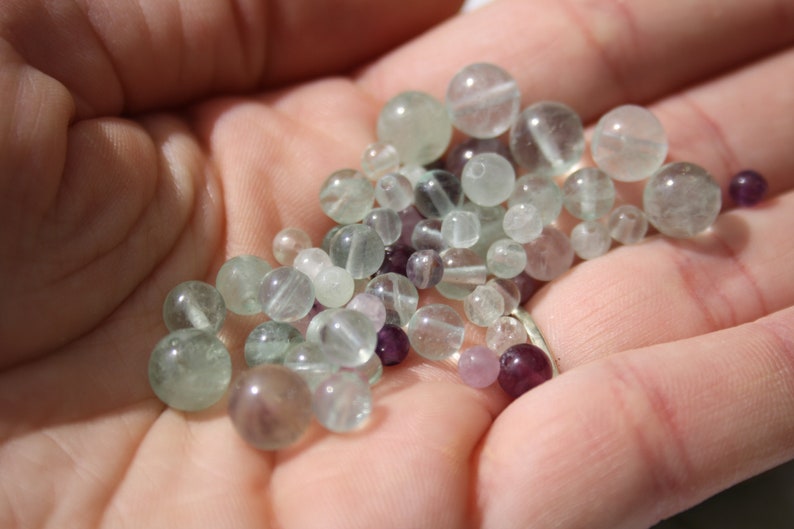 Pearls in true Natural FLUORITE, diameter 4 mm 6 mm and 8 mm, semi precious gemstone, ideal creative hobbies, DIY image 2