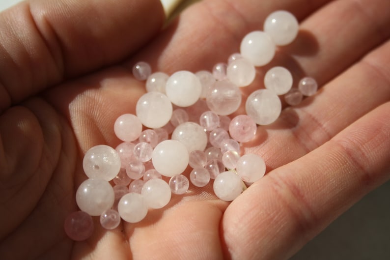 Perles en QUARTZ ROSE naturel diamètres 4 mm 6 mm et 8 mm pierre naturelle semi précieuse pour loisirs créatifs et bijouterie fine image 2
