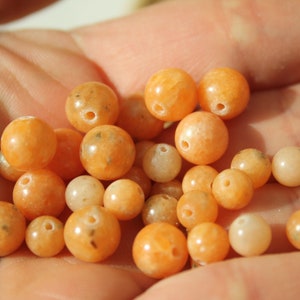 Perles en CALCITE ORANGE naturelle, 6 mm et 8 mm naturelles non teintées Loisirs créatifs, pierres semi-précieuses image 3