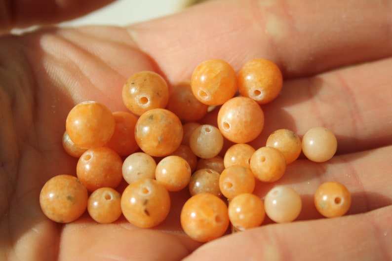 Perles en CALCITE ORANGE naturelle, 6 mm et 8 mm naturelles non teintées Loisirs créatifs, pierres semi-précieuses image 3