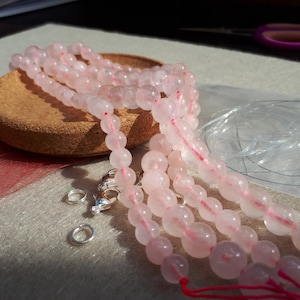 Perles en QUARTZ ROSE naturel diamètres 4 mm 6 mm et 8 mm pierre naturelle semi précieuse pour loisirs créatifs et bijouterie fine image 3