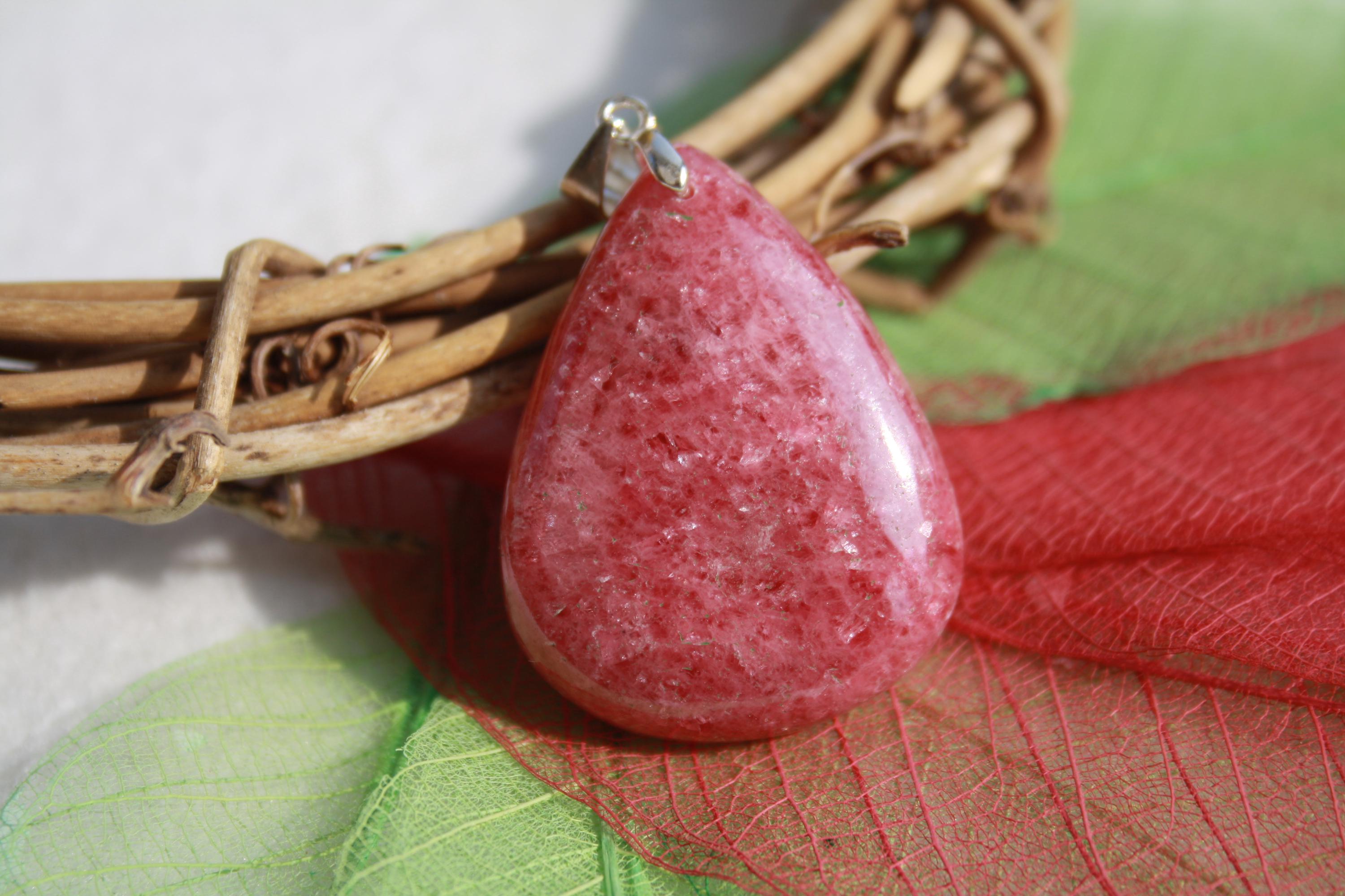 Natural RUBELITE Pendant, Large Size, Semi-Precious Gemstone, Reflections, Colors