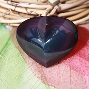 Natural CELESTIAL EYE OBSIDIAN Pendant, Rainbow Color, Heart Shape; Semi-Precious Gemstone
