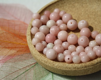 Pink OPAL beads in diameter 6 mm and 8 mm; Quality +++ natural untinted; Creative hobbies & jewelry, semi-precious stones