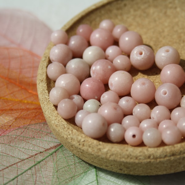 Perles en OPALE ROSE en diamètre 6 mm et 8 mm; Qualité +++ naturelles non teintées; Loisirs créatifs & bijouterie, pierres semi-précieuses