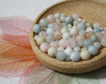 Perles en BÉRYL naturel; diamètres 4 mm 6 mm et 8 mm; non teinté; loisirs créatifs, DIY, pierre naturelle semi-précieuses