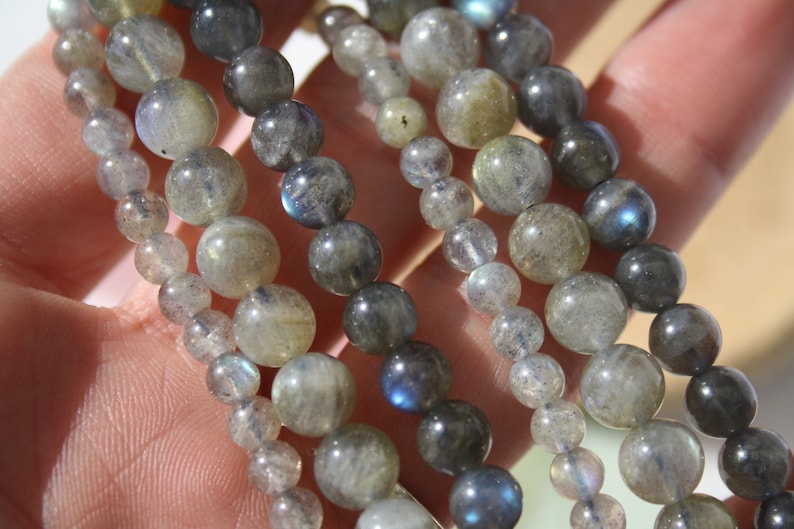 Natural LABRADORITE beads, diameters 4 mm, 6 and 8 mm natural, undyed Creative hobbies & jewelry, semi-precious stones image 2