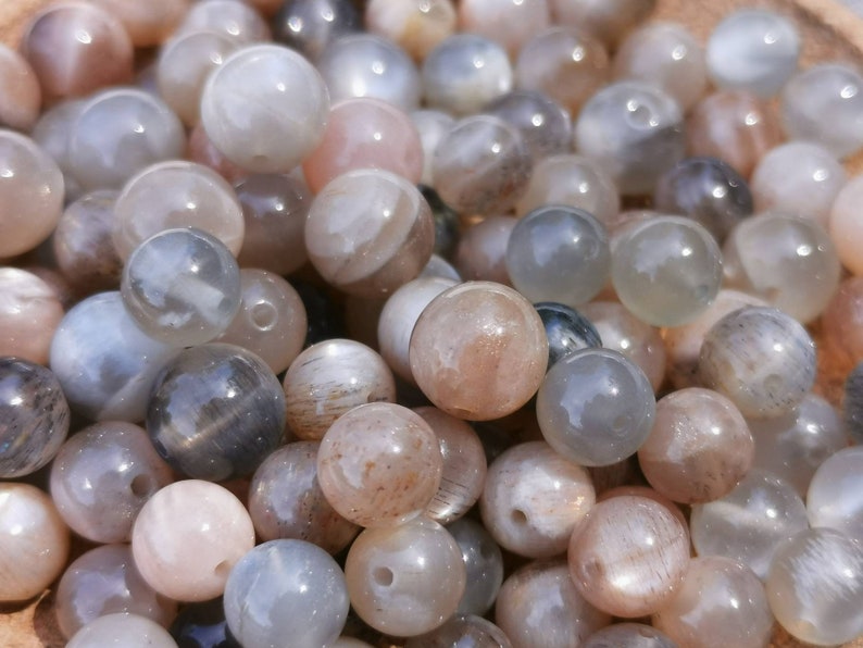 Natural MOONSTONE beads, diameters 4 mm, 6 mm and 8 mm real minerals Creative hobbies, semi-precious stones image 4