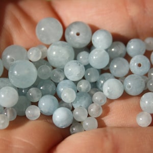 Perles AIGUE MARINE Naturelles diamètre 3.9 mm, 6 mm et 7.8 mm loisirs créatifs bijouterie fine DIY, pierres naturelles semi précieuses image 4