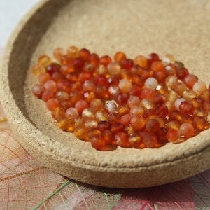 CARNELIAN beads, FACETTED 4 mm, natural undyed; Creative hobbies & jewelry, semi-precious stones