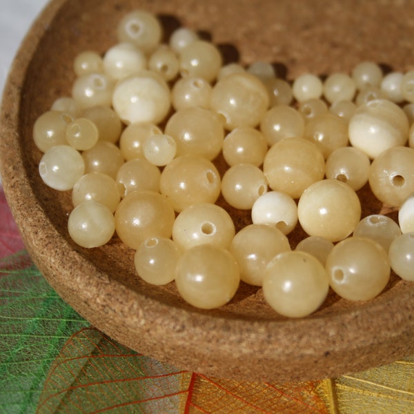 Perles en CALCITE JAUNE naturelle, 4 mm , 6 mm et 8 mm; naturelles non teintées; Loisirs créatifs, pierres semi-précieuses