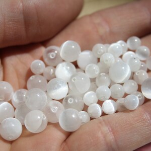 Perles en SÉLÉNITE naturelle, 6 mm et 8 mm bijouterie créative Loisirs créatifs, pierres semi-précieuses image 4