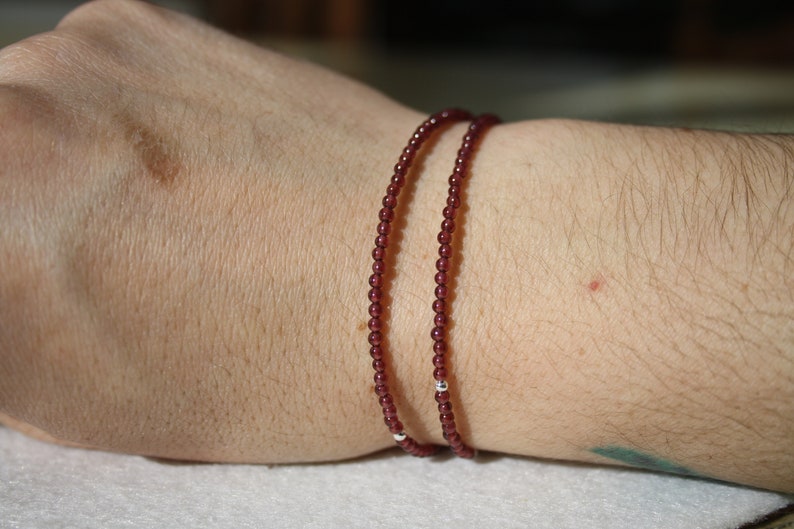 Grenat bracelet, natural stone, semi precious, minimalist, very fine image 4