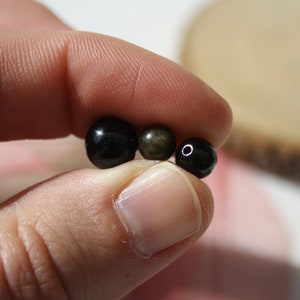 Perles en OBSIDIENNE DORÉE naturelle, diamètres 4 mm 6 mm et 8 mm, loisirs créatifs & bijouterie, DIY, pierres semi-précieuses image 4