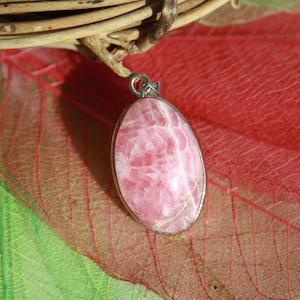 Genuine RHODOCHROSITE Pendant, Semi-precious Natural Stone, Drop Shape