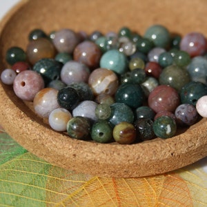Beads in natural INDIAN AGATE; 4 mm, 6 mm and 8 mm; creative hobbies and fine jewelry, semi-precious natural stones