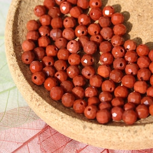 RED JASPER FACETED beads 4 mm, natural; Arts and crafts & jewelry, semi-precious stones