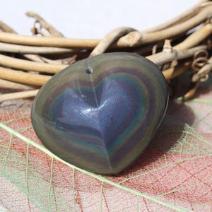 Natural CELESTIAL EYE OBSIDIAN pendant, rainbow color; Semi-precious gemstone