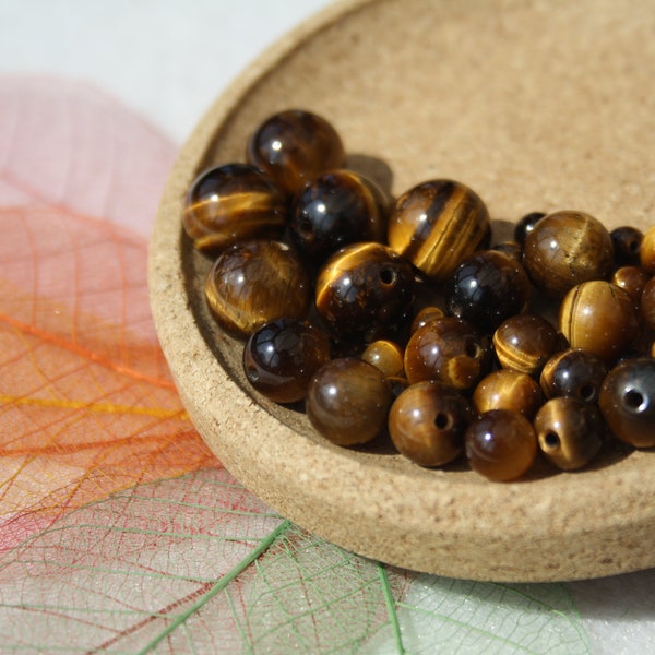 Natural TIGER EYE beads, diameter 4 mm 6 mm 8 mm and 10 mm; creative hobbies fine jewelry, semi-precious AA grade pearls