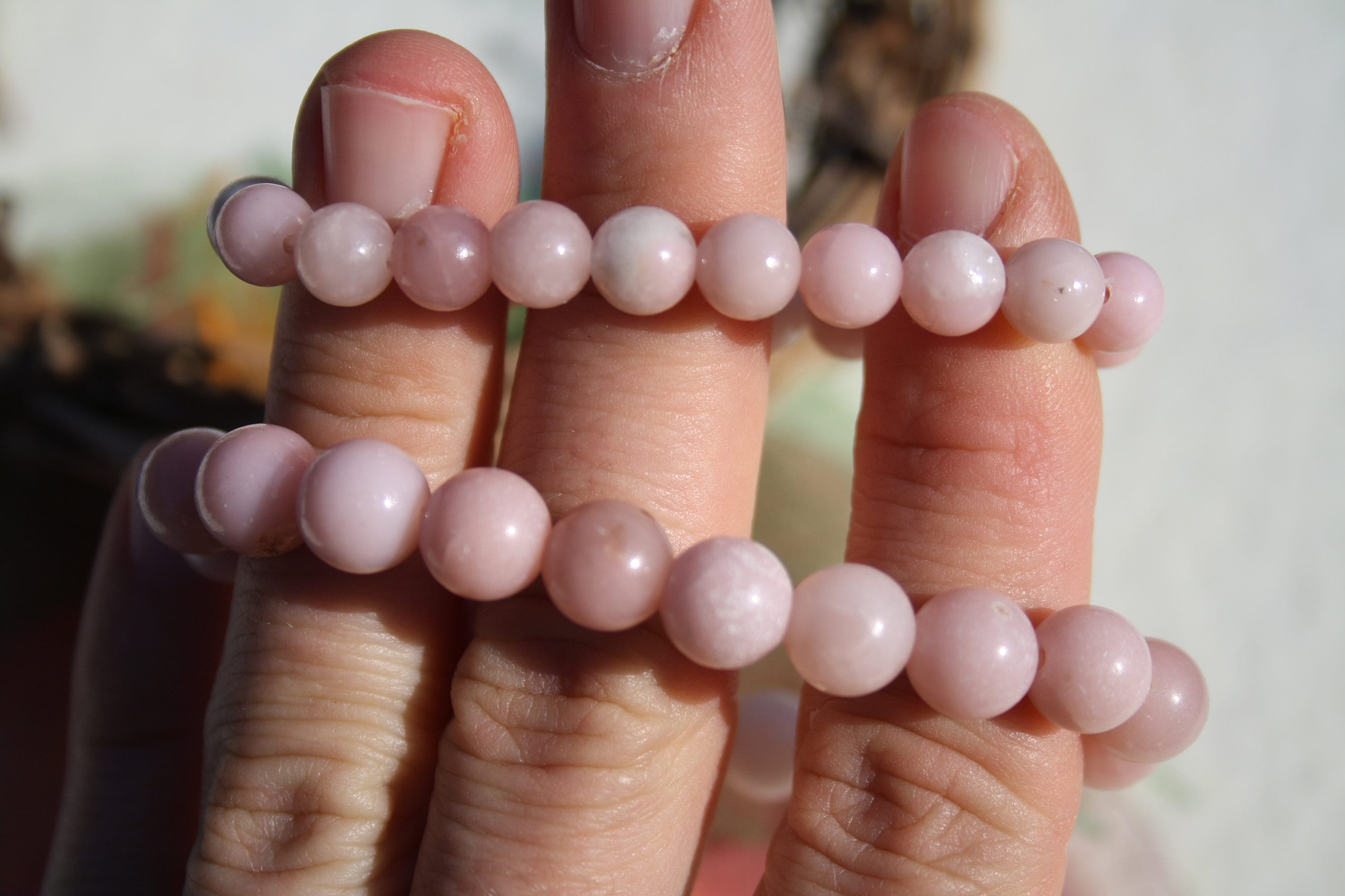 天然ピンクオパールのブレスレット、6 mm および 8 mm、半貴石 - Etsy 日本
