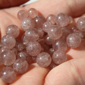 Perles de QUARTZ CERISE naturel, diamètres 4 mm 6 mm et 8 mm, loisirs créatifs & bijouterie, DIY, pierres semi-précieuses image 5