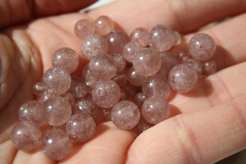 Perles de QUARTZ CERISE naturel, diamètres 4 mm 6 mm et 8 mm, loisirs créatifs & bijouterie, DIY, pierres semi-précieuses image 5