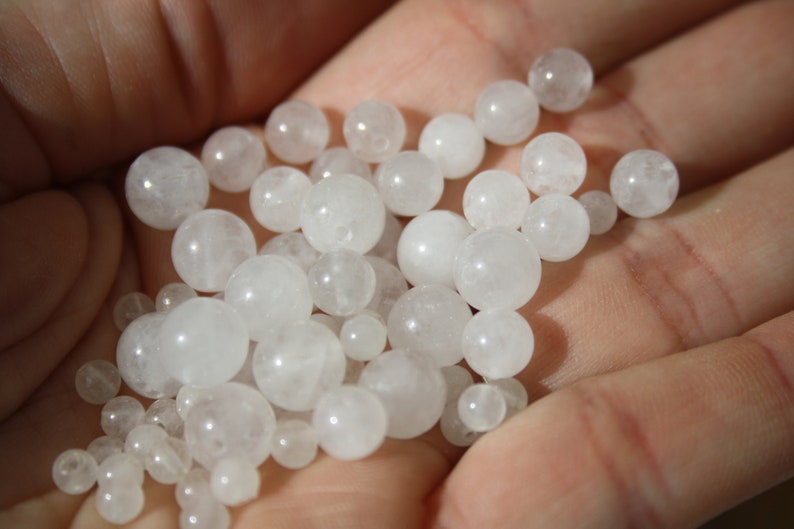Perles en JADE BLANC naturel, diamètres 4 mm 6 mm et 8 mm, loisirs créatifs & bijouterie, DIY, pierres semi-précieuses image 3