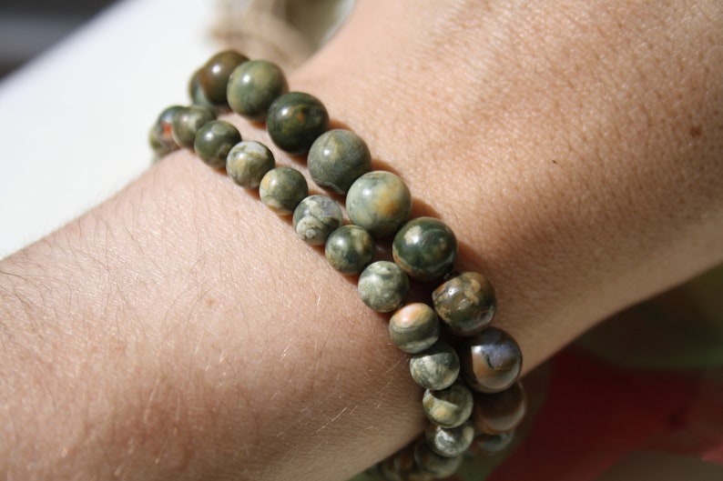 Armband in naturel OCEAN JASPER, 6 mm en 8 mm, halfedelsteen afbeelding 5