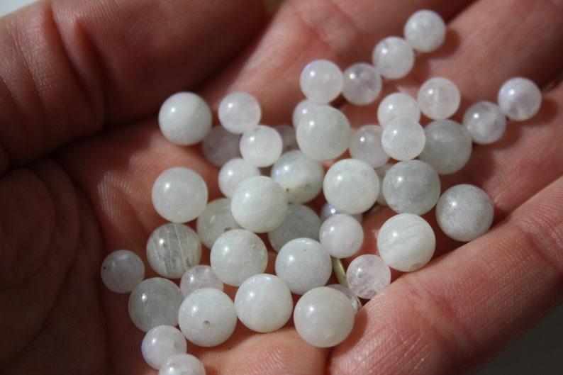 Perles de PÉRISTERITE naturelle, labradorite blanche, diamètres 6 mm et 8 mm, loisirs créatifs & bijouterie, DIY, pierres semi-précieuses image 3