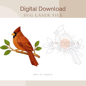 Cardinal Intarsia Laser Cut File SVG | Digital Download | Bird Scroll Saw Pattern