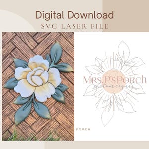 Peony Laser Line SVG File Digital Download Only Scroll Saw Cut File