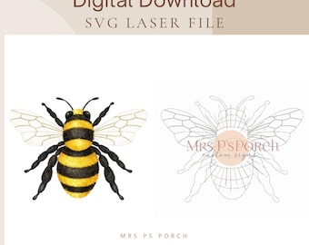 Archivo de corte láser de intarsia de abejorro SVG / Descarga digital / Patrón de sierra de calar