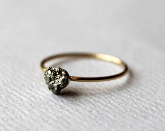 Pyrite Engagement Set--Pyrite Bridal Set~Alternative Diamond~Alternative Engagement Ring~Fool/'s Gold Ring~Full Cut Pyrite Ring~Unique Ring