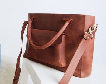 Womens leather computer bag, Computer tote for women, womens Messenger laptop bag, leather messenger bag