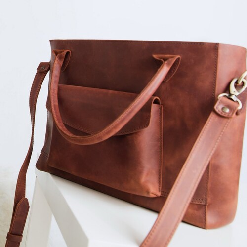 Womens Leather Computer Bag Computer Tote for Women Womens Etsy
