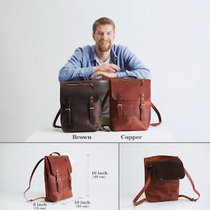 Mens leather backpack, leather laptop backpack, Personalized man leather backpack, mens laptop backpack, 13in laptop backpack for men image 6