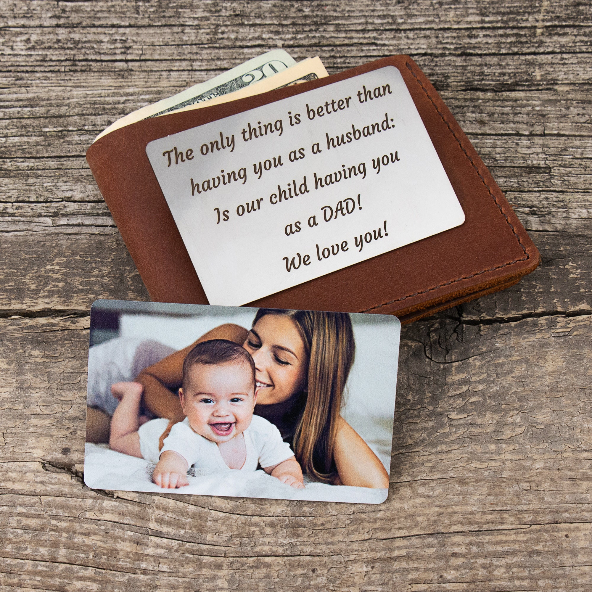 Custom Metal Wallet Card, Personalized Photo Wallet Insert, Picture Wallet Insert, Anniversary Photo Gift, Love Note Card, Gift for Him