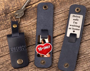Boudoir Photo Keychain - Gift for Husband - Leather Keychain
