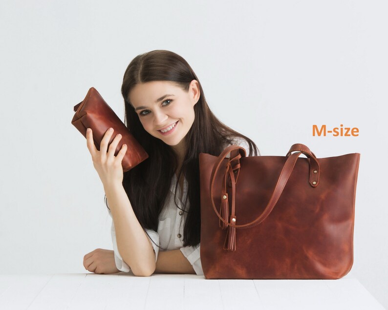 Leather Travel Tote With Trolley Sleeve Womens Leather Travel Etsy