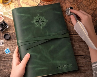 Extra stor läderanteckningsbok för författare, A4-läderjournal, present till författare, läderjournal för författare, handgjord poesijournal