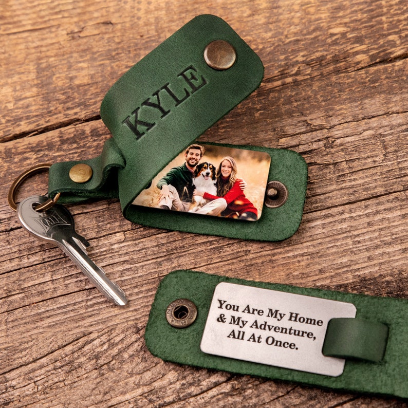 Unique gift for man, custom keychain, unique photo gift ideas for man, Photo keychain with leather cover, unique gift ideas for man image 7