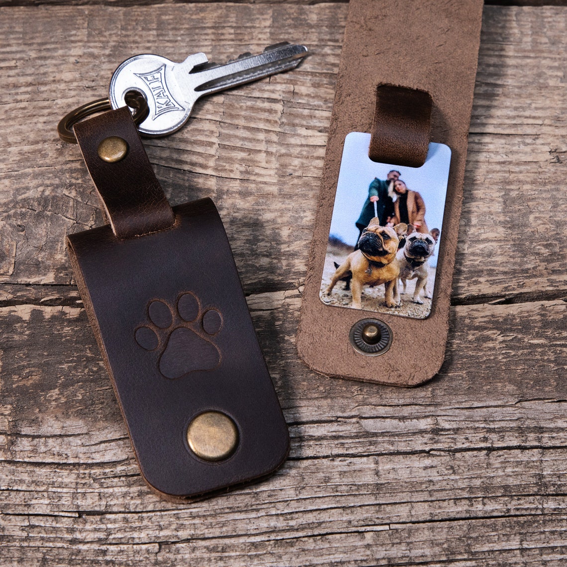 Custom leather dog keychain engraved keychain with dog Etsy