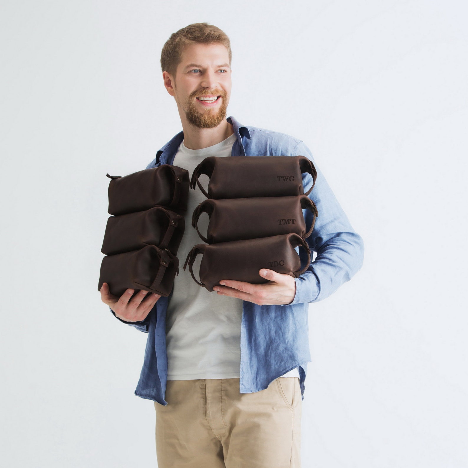 Groomsmen Gift SET of 6 or Only 1 Groomsmen Proposal Mens Toiletry Bag Groomsman Gift, Leather